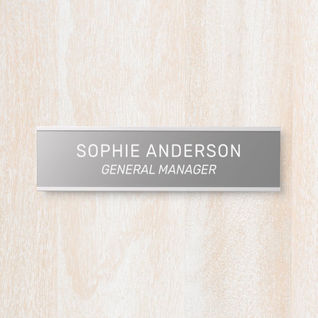 Elegant Silver Custom Name Job Title Door Sign (Front)