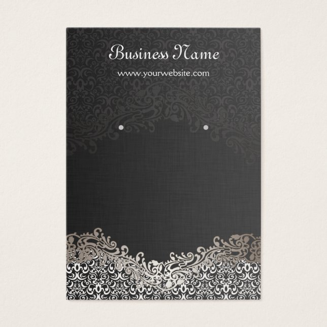 Elegant Silver Damask Earring Display Cards (Front)