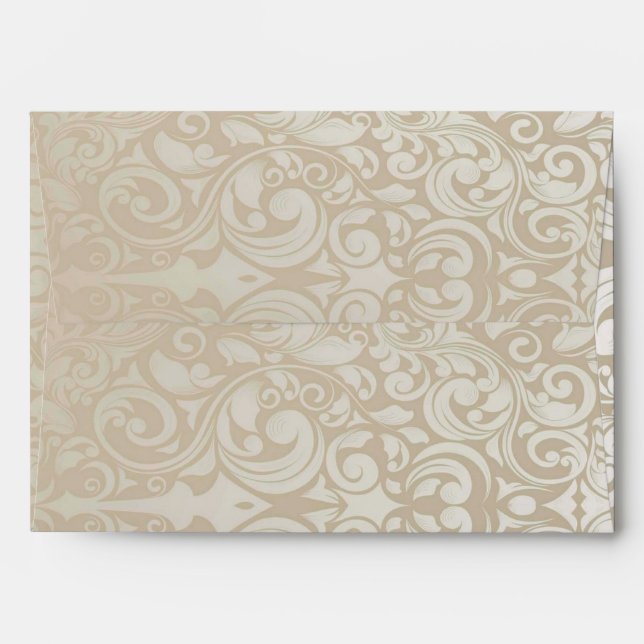 Elegant Silver Damask Pattern Designer Wedding Envelope (Back (Top Flap))