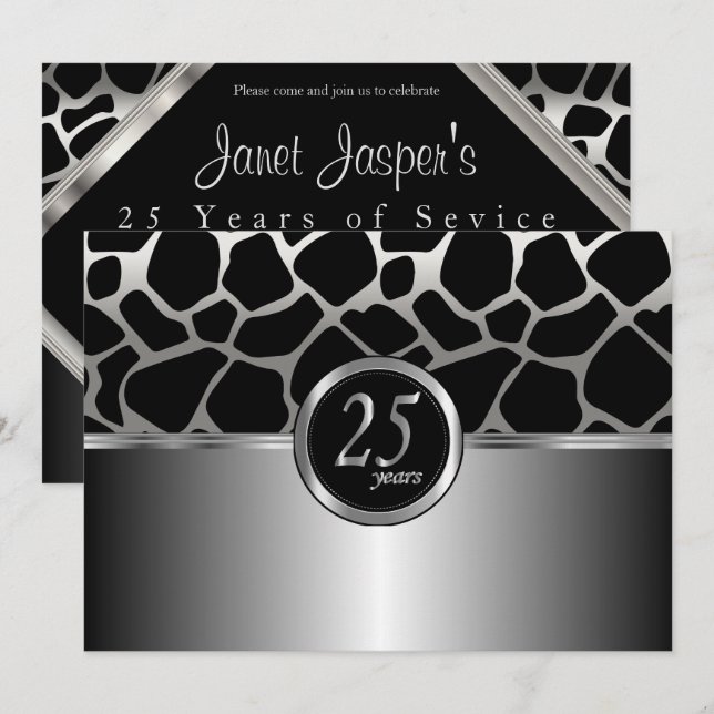 Elegant Silver Design 25th Anniversary Invitation (Front/Back)