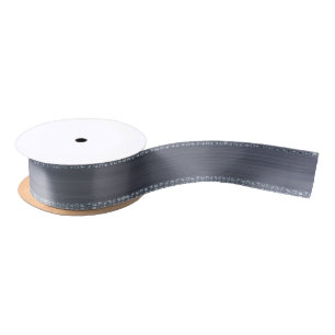 Elegant Silver Diamond and Brushed Metal Glitter Satin Ribbon