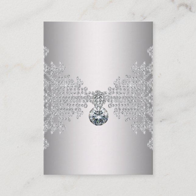 Elegant Silver Diamond Business Card Template (Front)