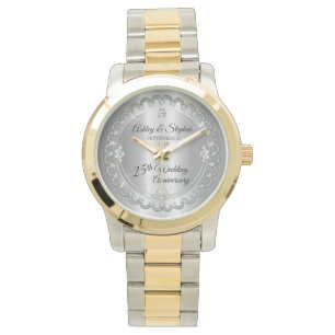 Elegant Silver Diamonds 25th Wedding Anniversary  Watch