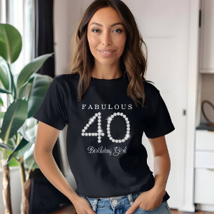 Elegant Silver Diamonds 40th Birthday T-Shirt