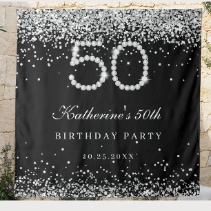 Elegant Silver Diamonds 50th Birthday Party Tapestry