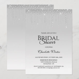 Elegant Silver Diamonds Bridal Shower Invitation