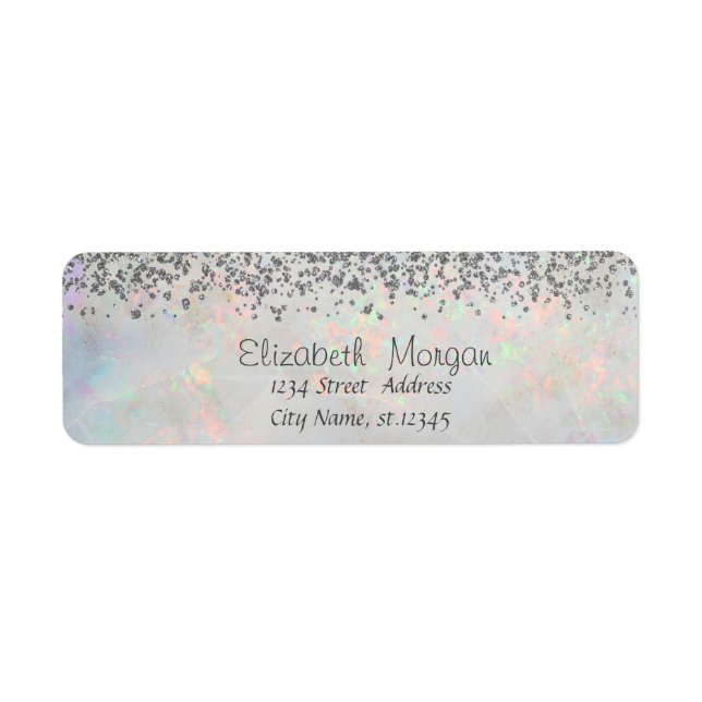 Elegant  Silver  Diamonds White Holographic Opal (Front)