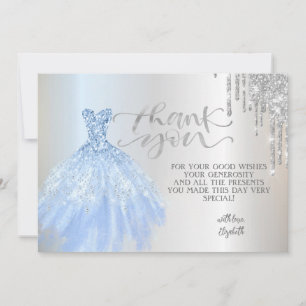 Elegant Silver Drips Chic Dress Thank You Card