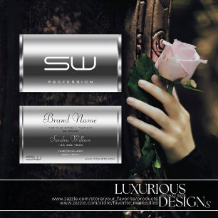 Elegant Silver Effect Modern Monogram Professional Business Card