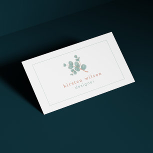 Elegant Silver Eucalyptus Branch - Personalised  Business Card