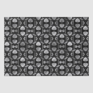 Elegant Silver Fan Grid Art Deco Pattern Design Tissue Paper