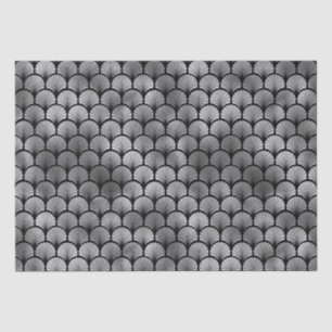 Elegant Silver Fan Grid Art Deco Pattern Tissue Paper