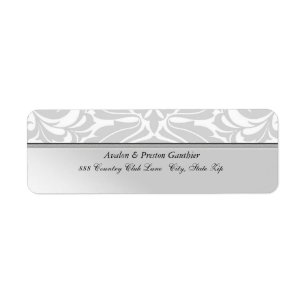 Elegant Silver Faux Metal Damask Address Label