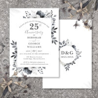 Elegant Silver Floral 25th Wedding Anniversary 
