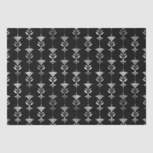 Elegant Silver Floral Column Art Deco Pattern Tissue Paper