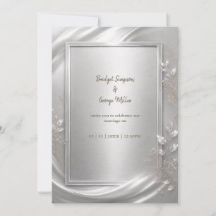 Elegant Silver Floral metallic Wedding Glow Invitation