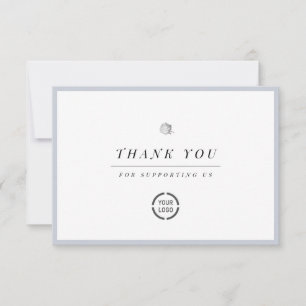 Elegant silver floral minimalist business thank you card