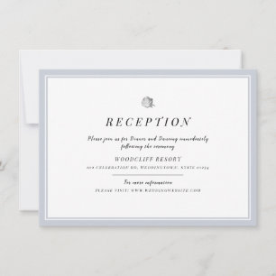 Elegant Silver Floral minimalist wedding reception Invitation