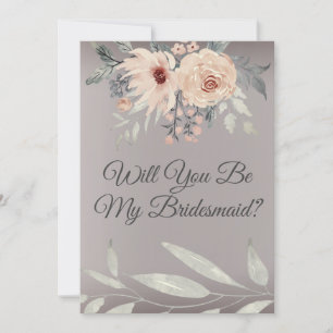 Elegant Silver Floral Will You Be My Bridesmaid  Invitation