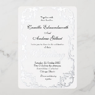 Elegant Silver Flourish Border Wedding