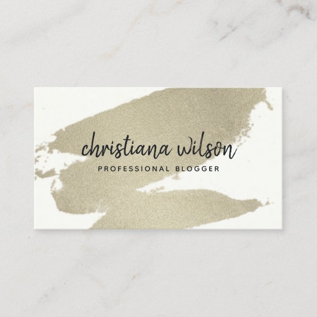 ELEGANT SILVER FOIL BLACK BRUSH STROKE CALLIGRAPHY BUSINESS CARD (Front)
