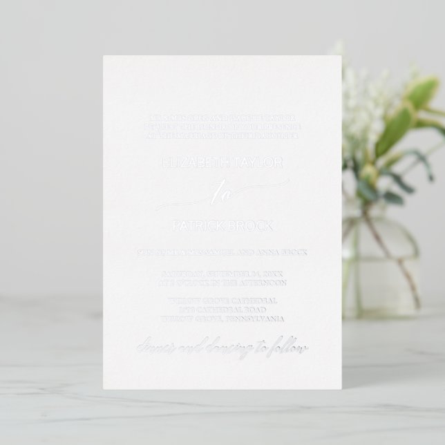 Elegant Silver Foil Calligraphy Formal Wedding (Standing Front)
