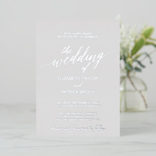 Elegant Silver Foil Calligraphy   Grey Wedding
