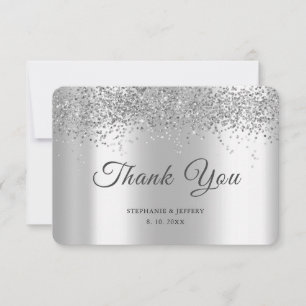 Elegant Silver Foil Glitter Sparkle Wedding Thank You Card