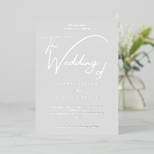 Elegant Silver Foil Grey Flourish Wedding 