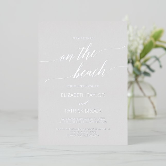 Elegant Silver Foil | Grey On The Beach Wedding (Standing Front)