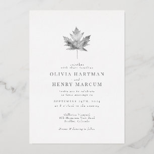 Elegant Silver Foil Maple Leaf Fall Wedding