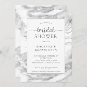 Elegant Silver Foil Marble Bridal Shower Invitation