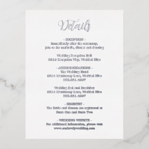 Elegant Silver Foil Modern Wedding Enclosure Card