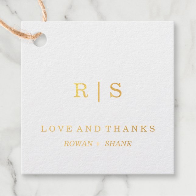Elegant Silver Foil Monogram Favour Tag (Front)