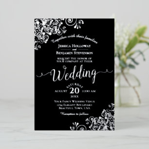 Elegant Silver Foil on Black Classic Wedding