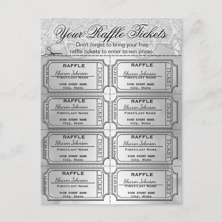 Elegant Silver Foil Raffle Tickets Postcard | Zazzle