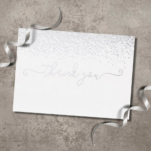 Elegant Silver Foil Script Thank You Card