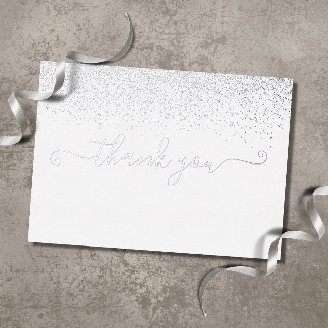 Elegant Silver Foil Script Thank You Card (Creator Uploaded)