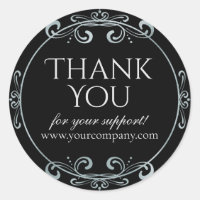 Elegant Silver Foil Swirls Luxury Black Thank You