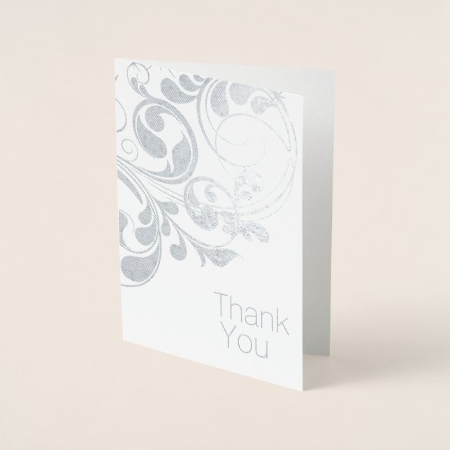 Elegant Silver Foil Thank You Card (Front)