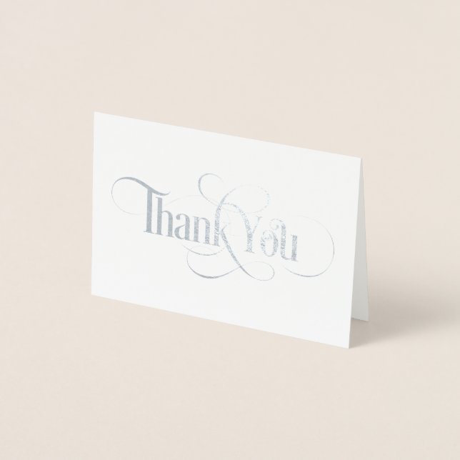 Elegant Silver Foil Thank You Card (Front)