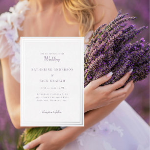 Elegant Silver Frame Lavender Text Wedding Silver