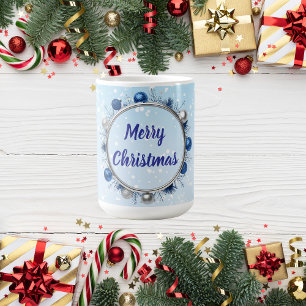 Elegant Silver Frame on Light Blue Coffee Mug
