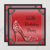 Elegant Silver Framed Red Stiletto 55th Birthday