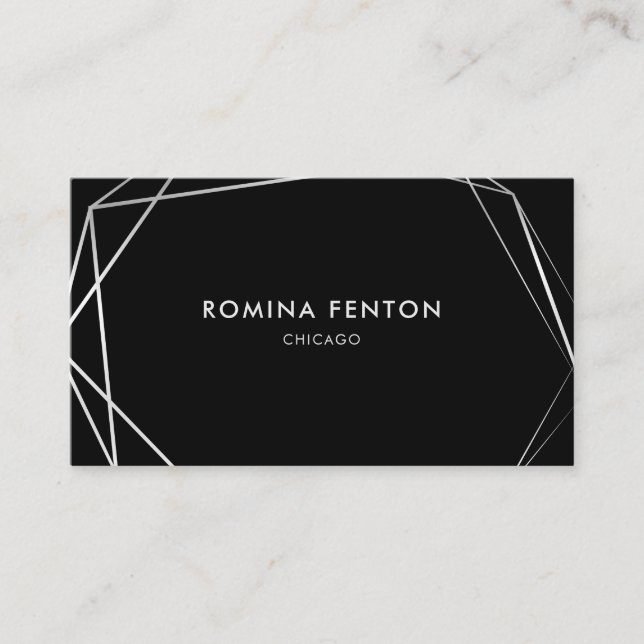 Elegant Silver Frames Modern Professional Business Card (Front)