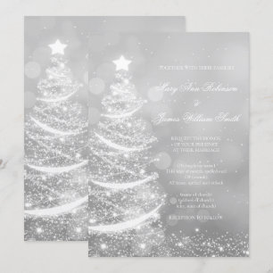 Elegant Silver Glam Christmas Wedding   Invitation