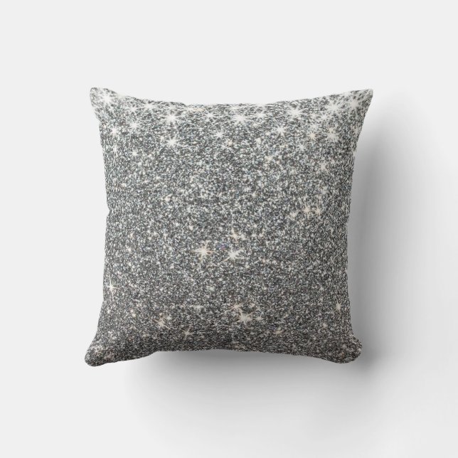 Elegant Silver Glitter Abstract  Throw Pillow (Back)