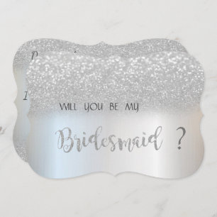 Elegant Silver Glitter Bokeh  Bridesmaid Card