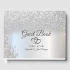 Elegant Silver Glitter Bokeh Hearts Drips Wedding