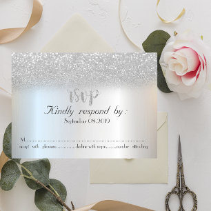 Elegant  Silver Glitter Bokeh RSVP Card